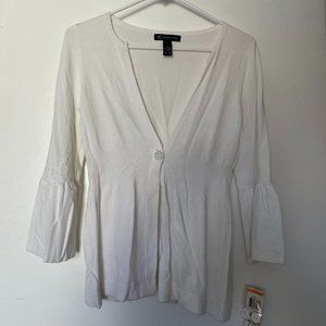 INC White Ruffle Sleeve Cardigan